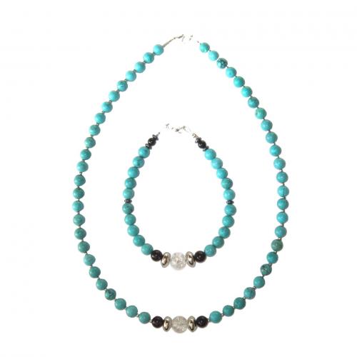 Composition bracelet collier turquoise et perle en cristal brise 2